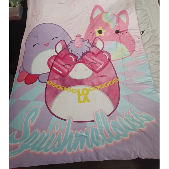 Squishmallows Snuggle Throw Blanket Super Soft, 50 x 70 Inches Pink Blue Purple - Picture 5 of 6